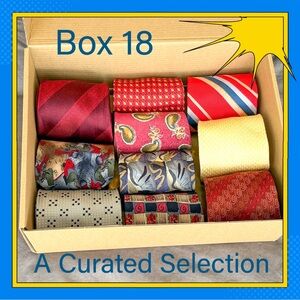 Box 18 Classic Men's Necktie Set - Red, Gold, Burgundy Assortment
